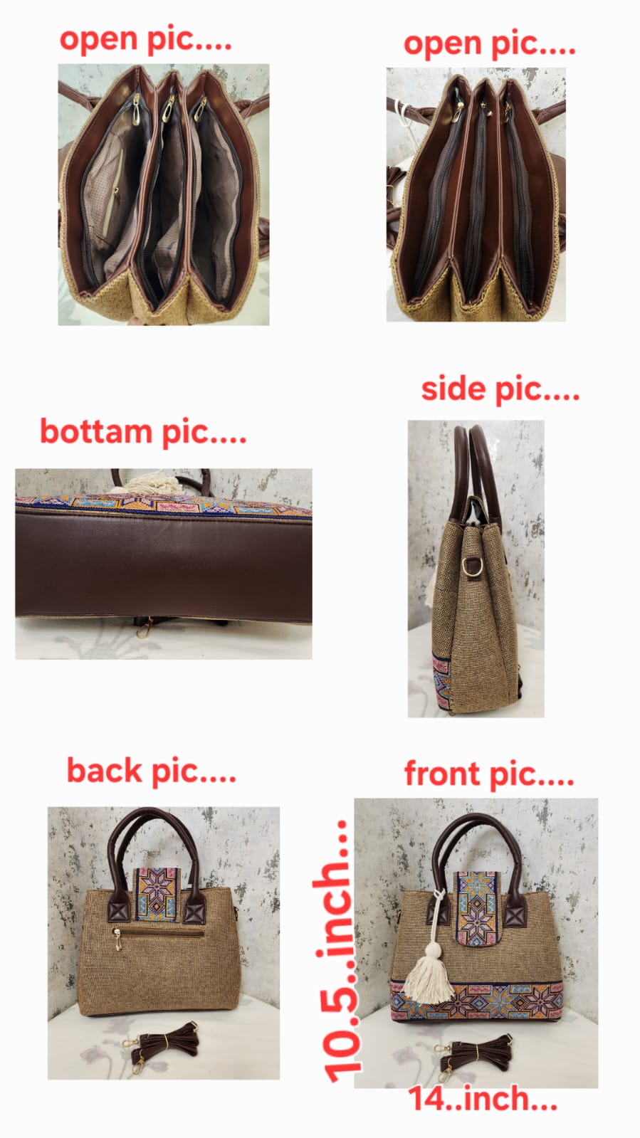 Embroidered Canvas Top Handle Handbag