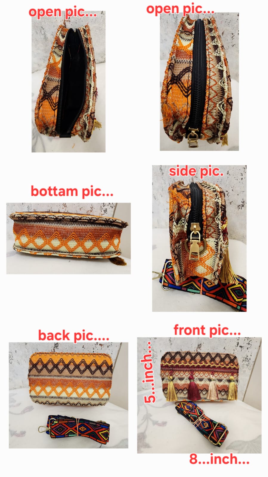 Embellished Tassel Clutch with Detachable Strap