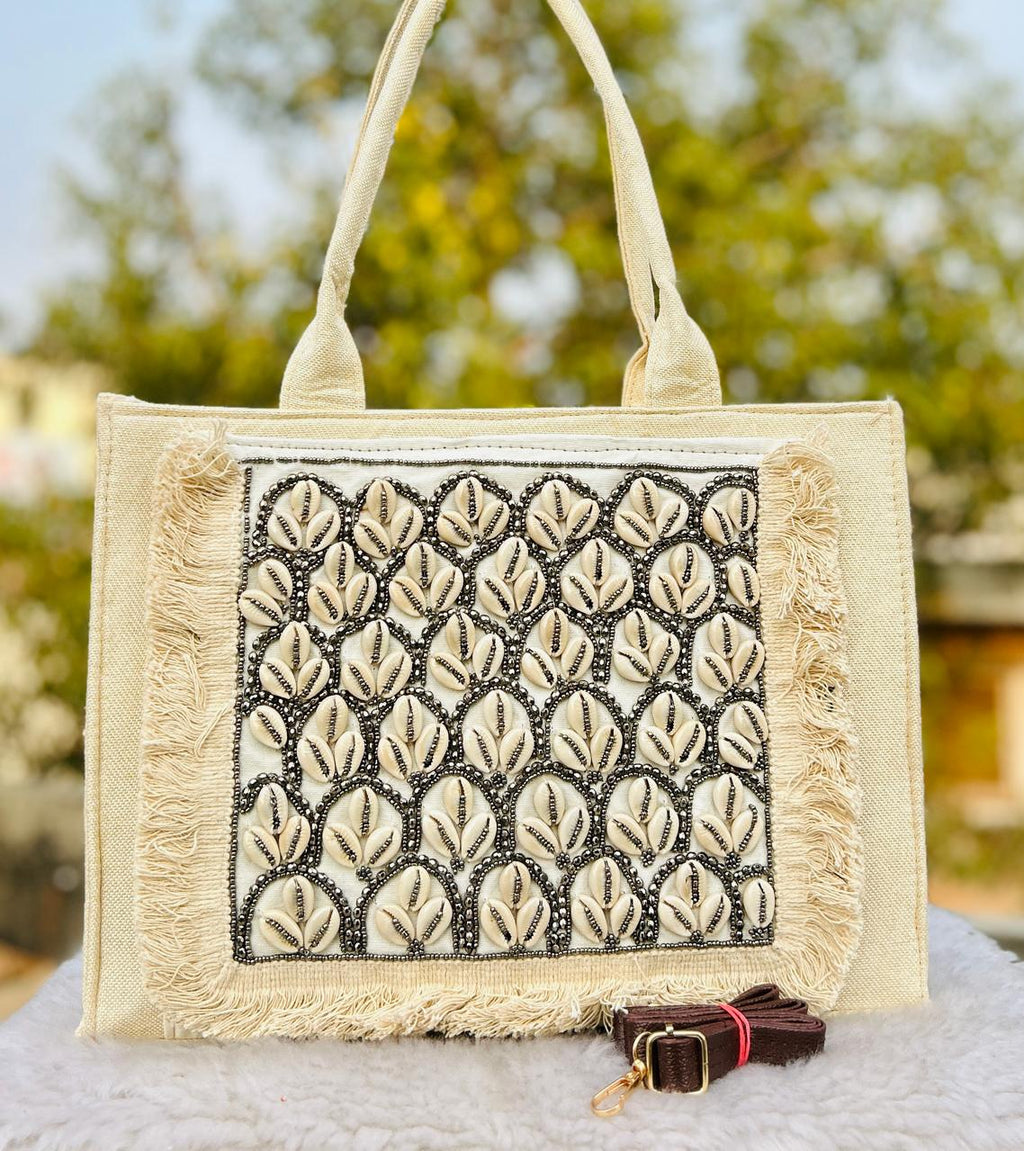 Handcrafted Shell-Embellished Tote