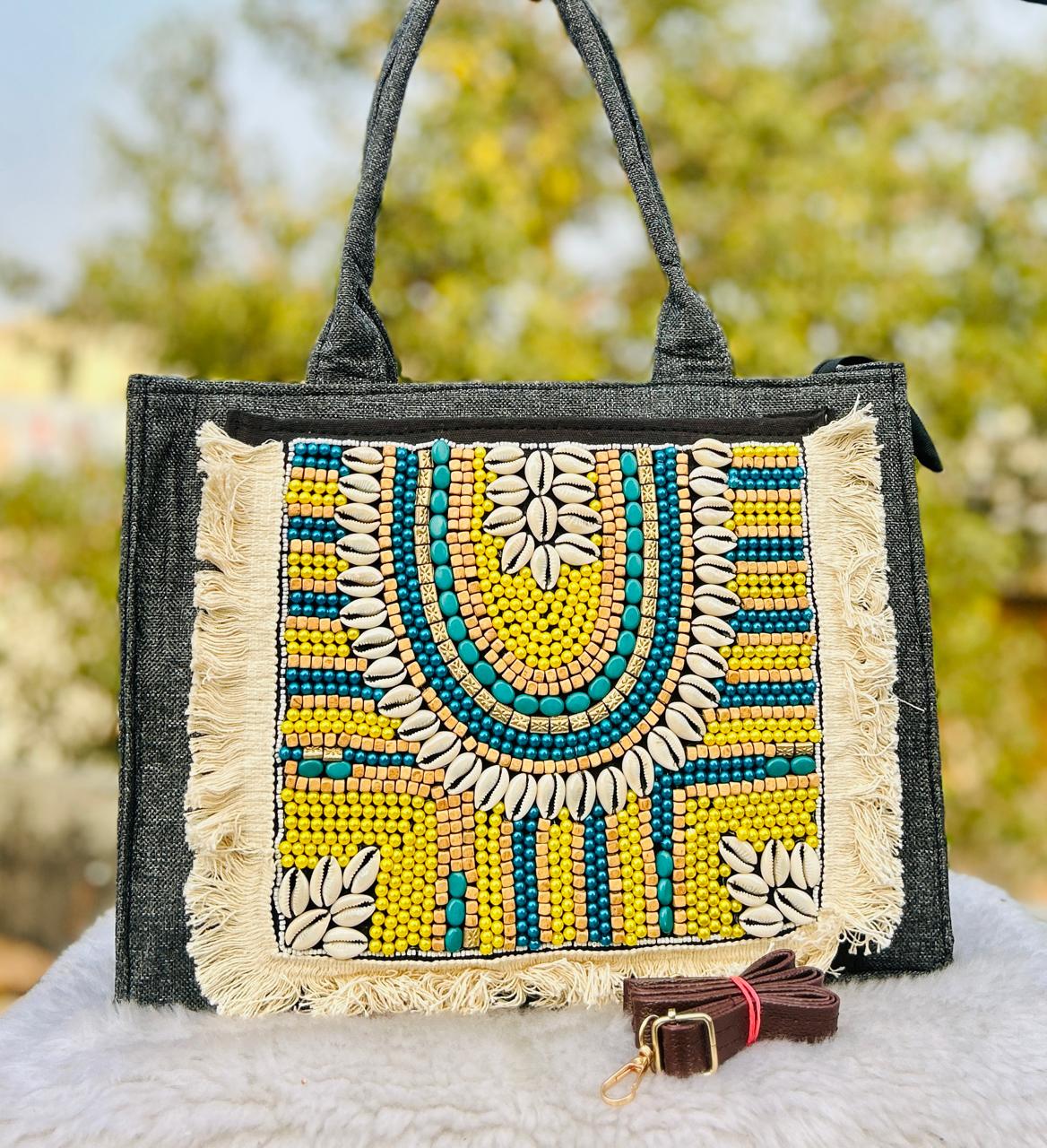 Handcrafted Shell-Embellished Tote