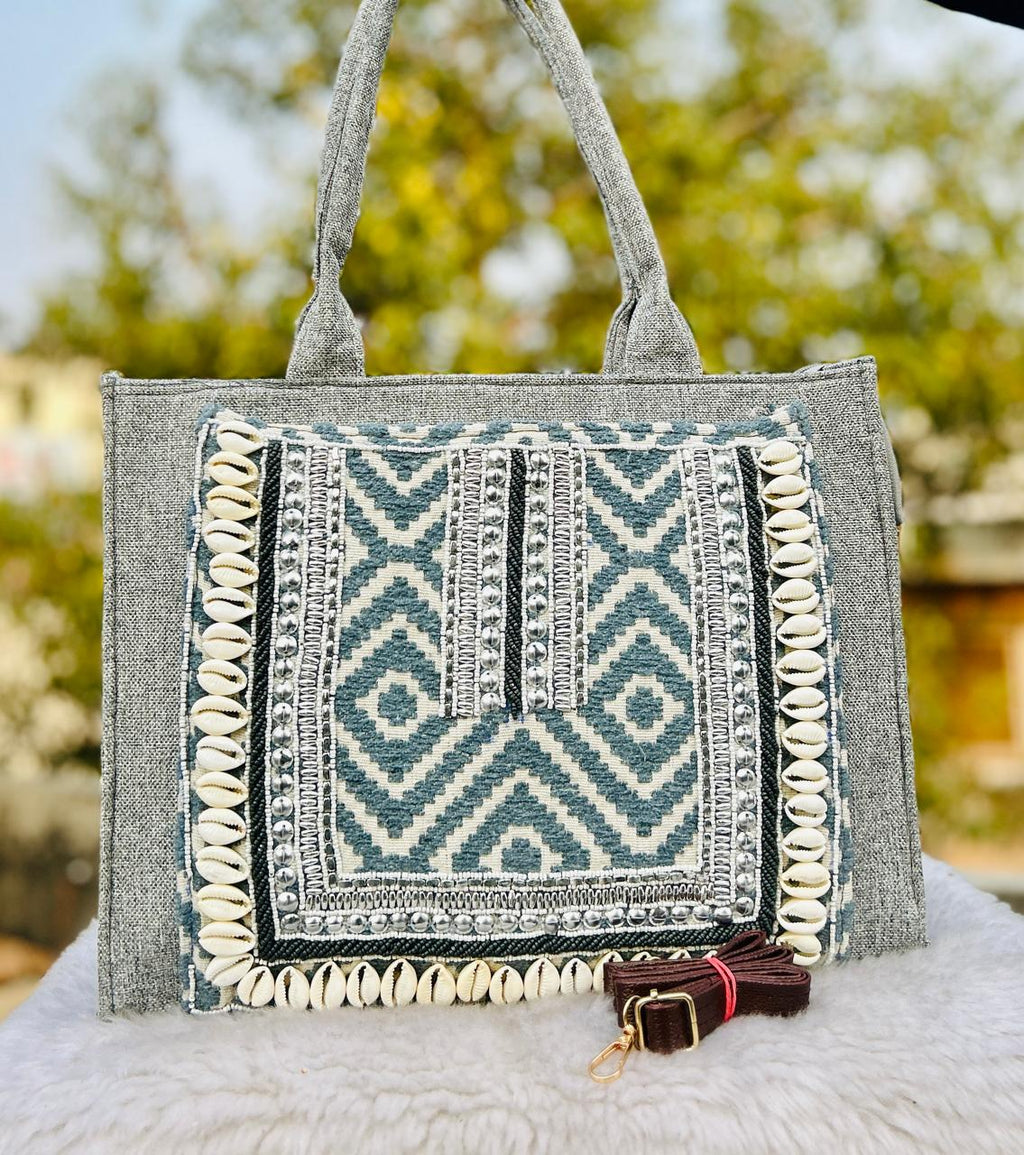 Handcrafted Shell-Embellished Tote