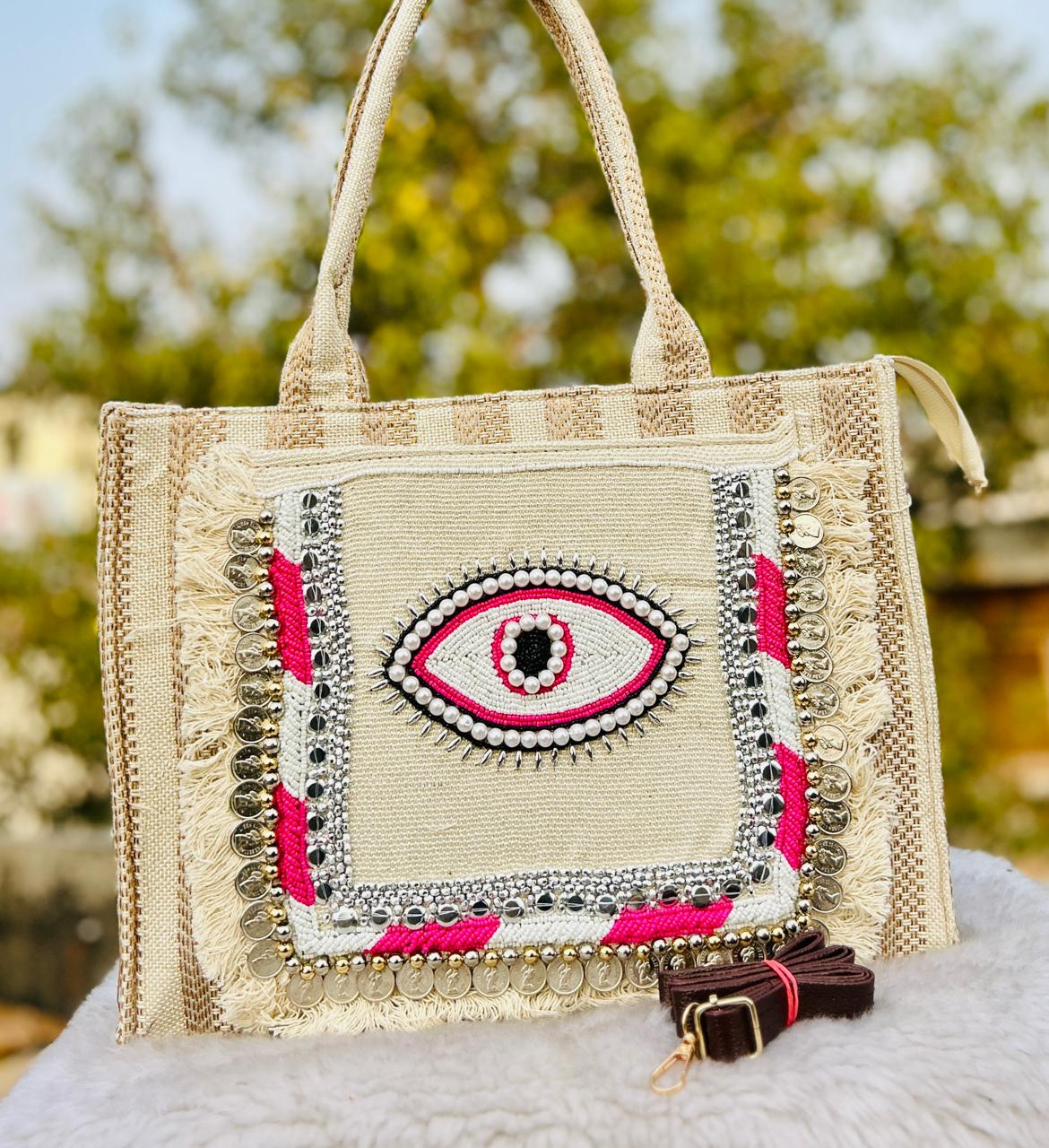 Handcrafted Shell-Embellished Tote