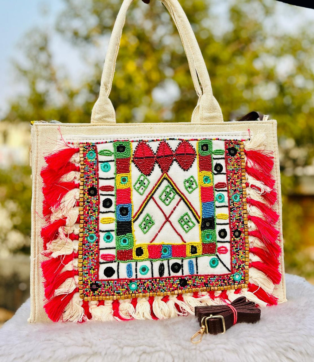 Handcrafted Shell-Embellished Tote
