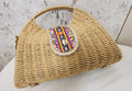 Beaded Accent Woven Top Handle Bag