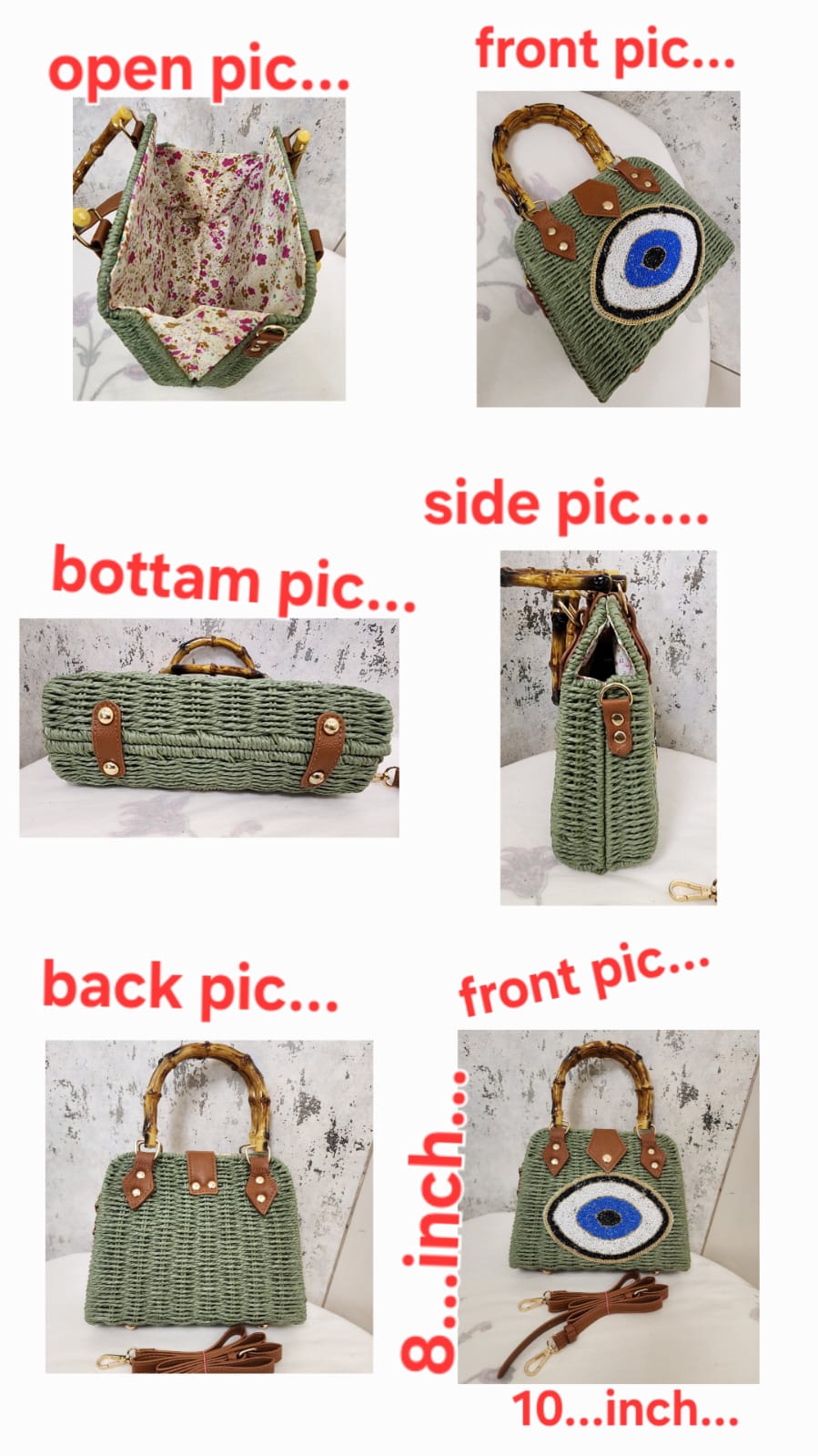 Beaded Accent Woven Top Handle Bag