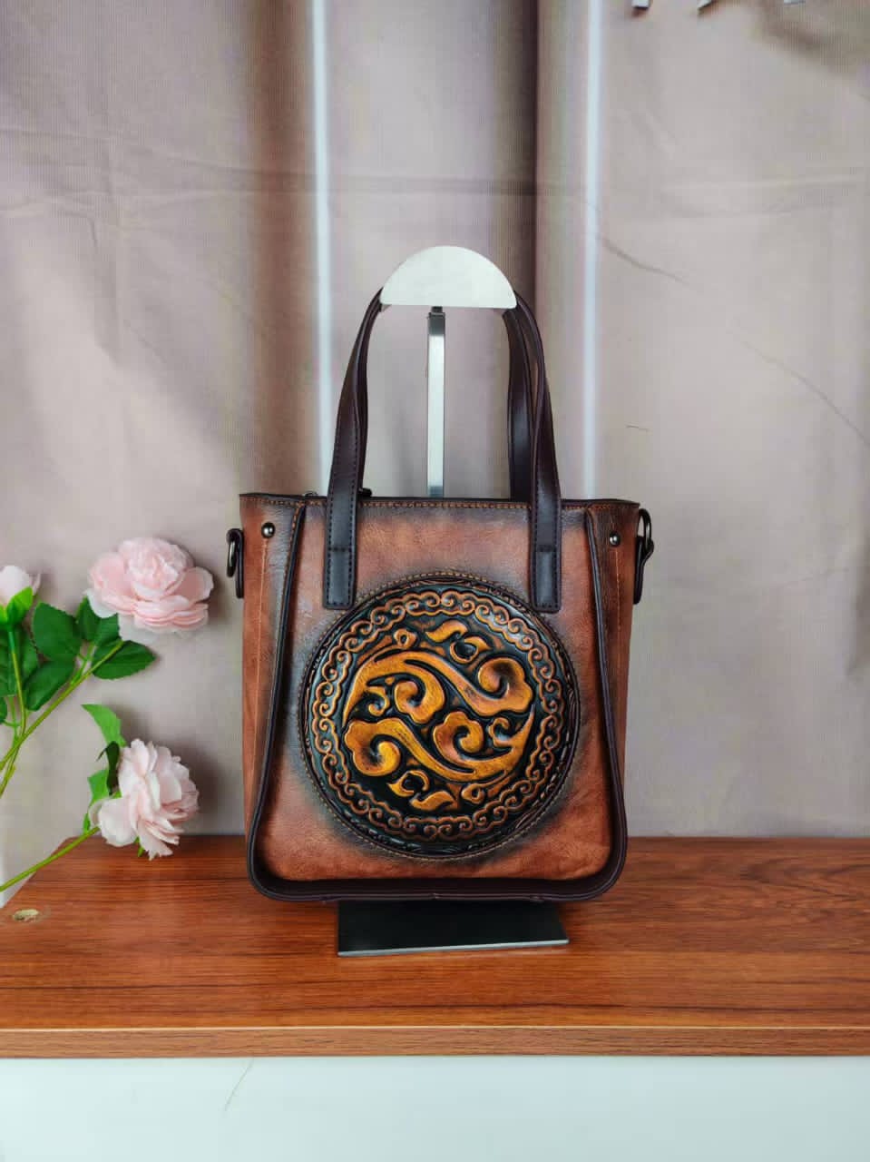 Artisan Embossed Leather Handbag