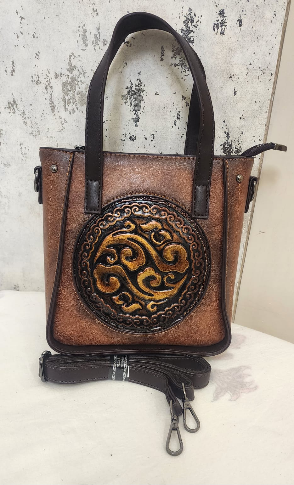 Artisan Embossed Leather Handbag