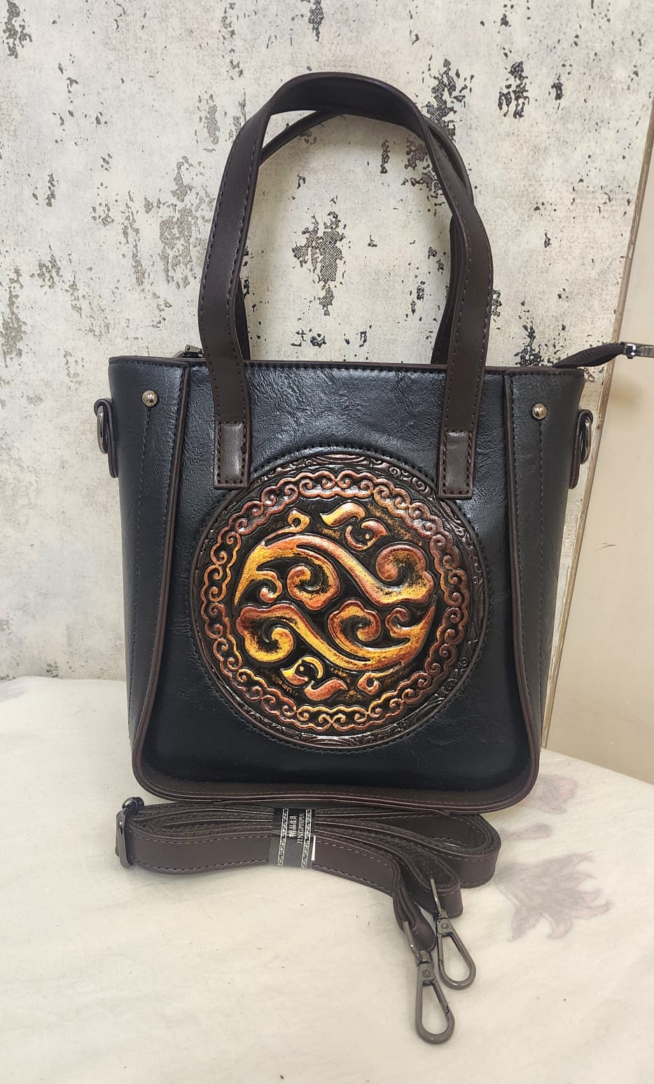 Artisan Embossed Leather Handbag