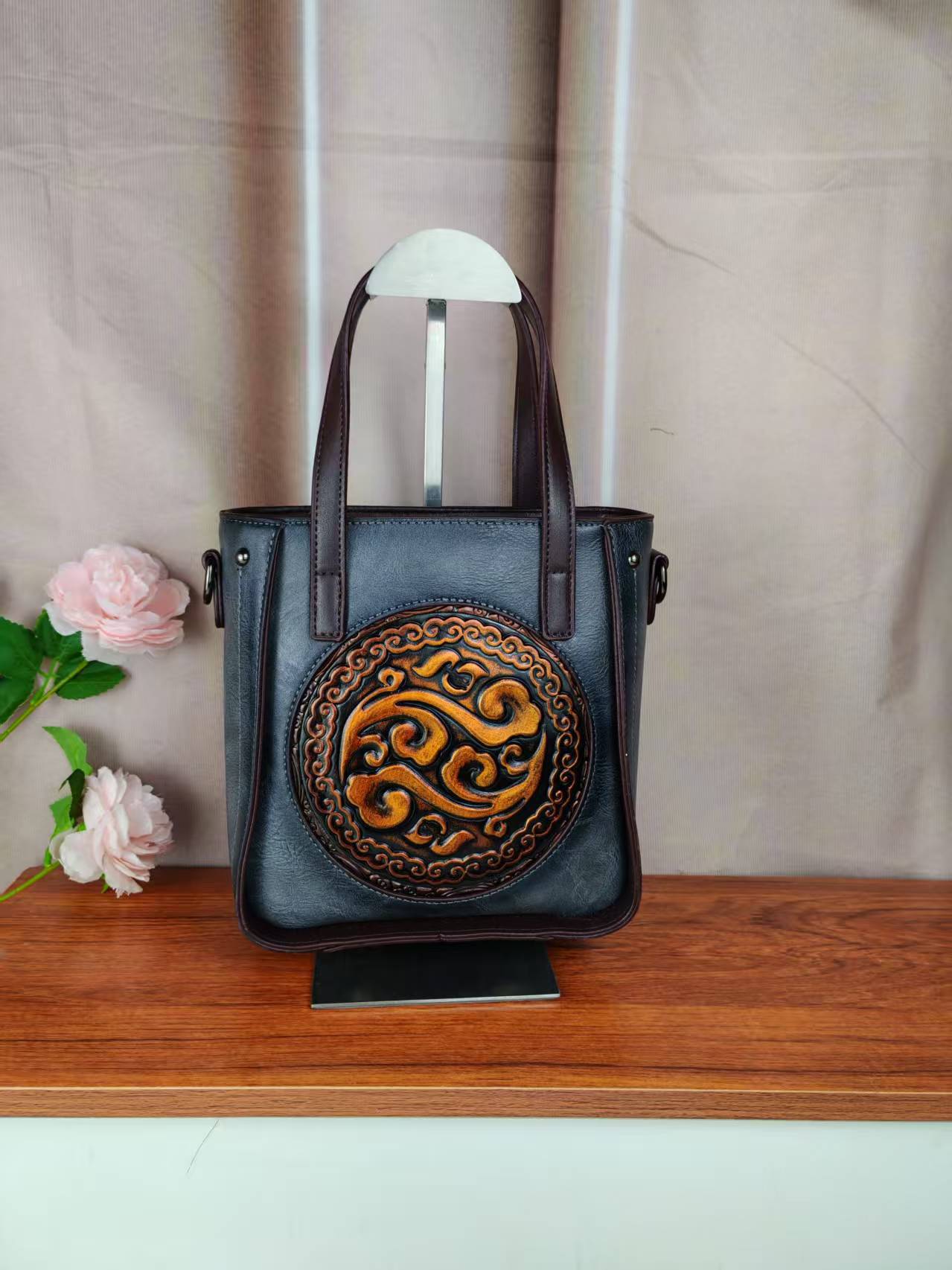 Artisan Embossed Leather Handbag