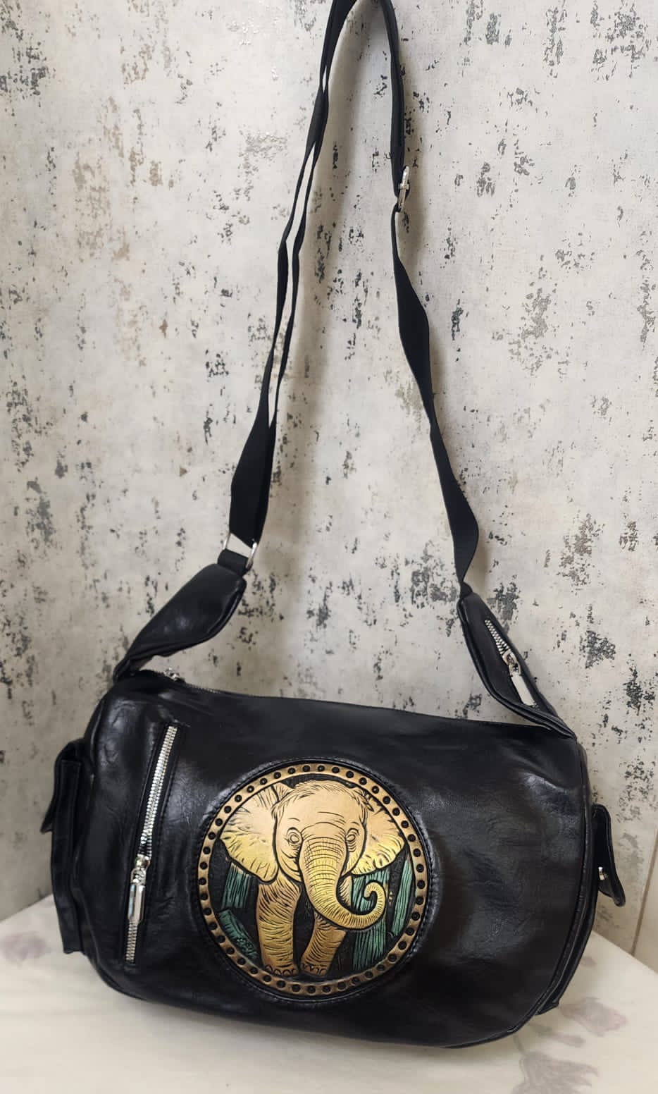 Artisan Embossed Leather Sling Bag