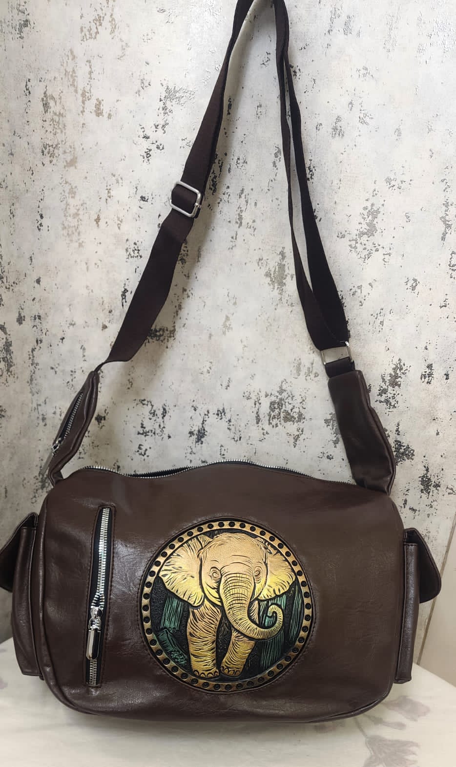 Artisan Embossed Leather Sling Bag