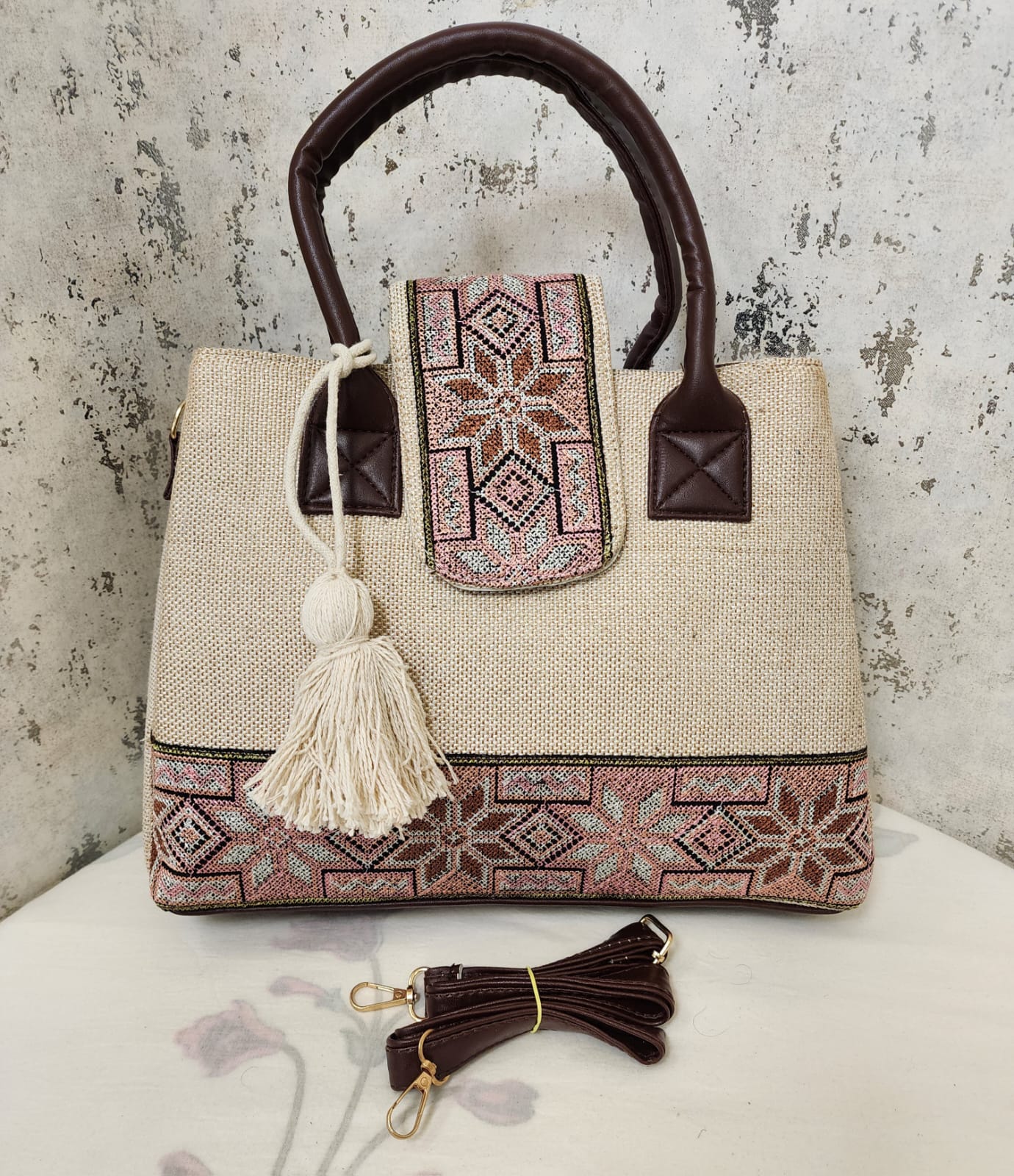 Artisan Embroidered Top Handle Bag