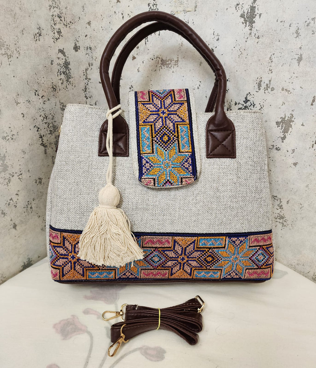 Artisan Embroidered Top Handle Bag
