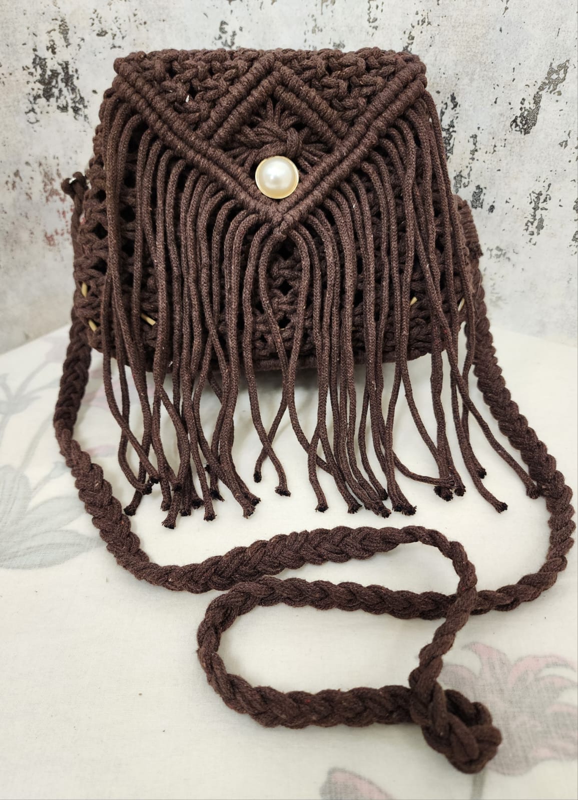 Handcrafted Macramé Fringe Sling Bag