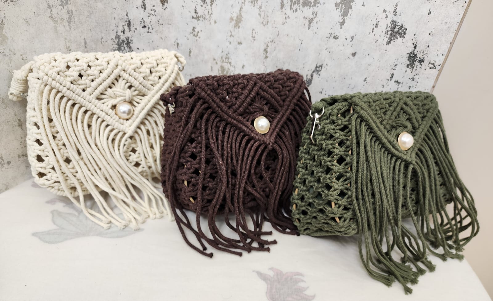 Handcrafted Macramé Fringe Sling Bag