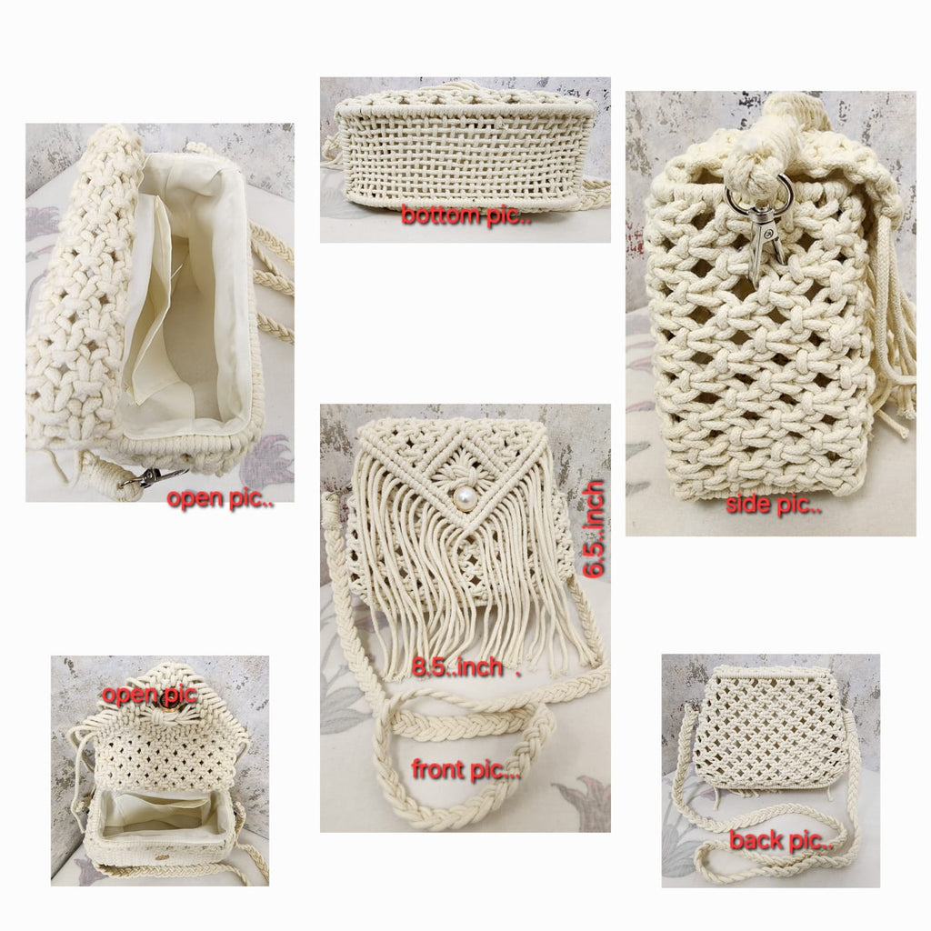 Handcrafted Macramé Fringe Sling Bag