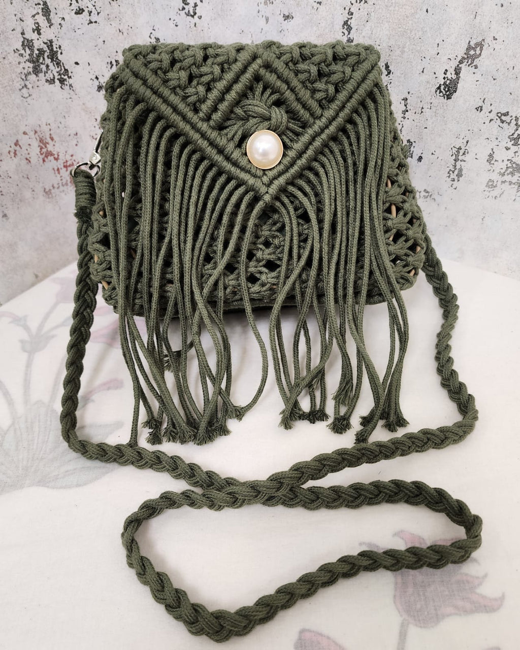 Handcrafted Macramé Fringe Sling Bag