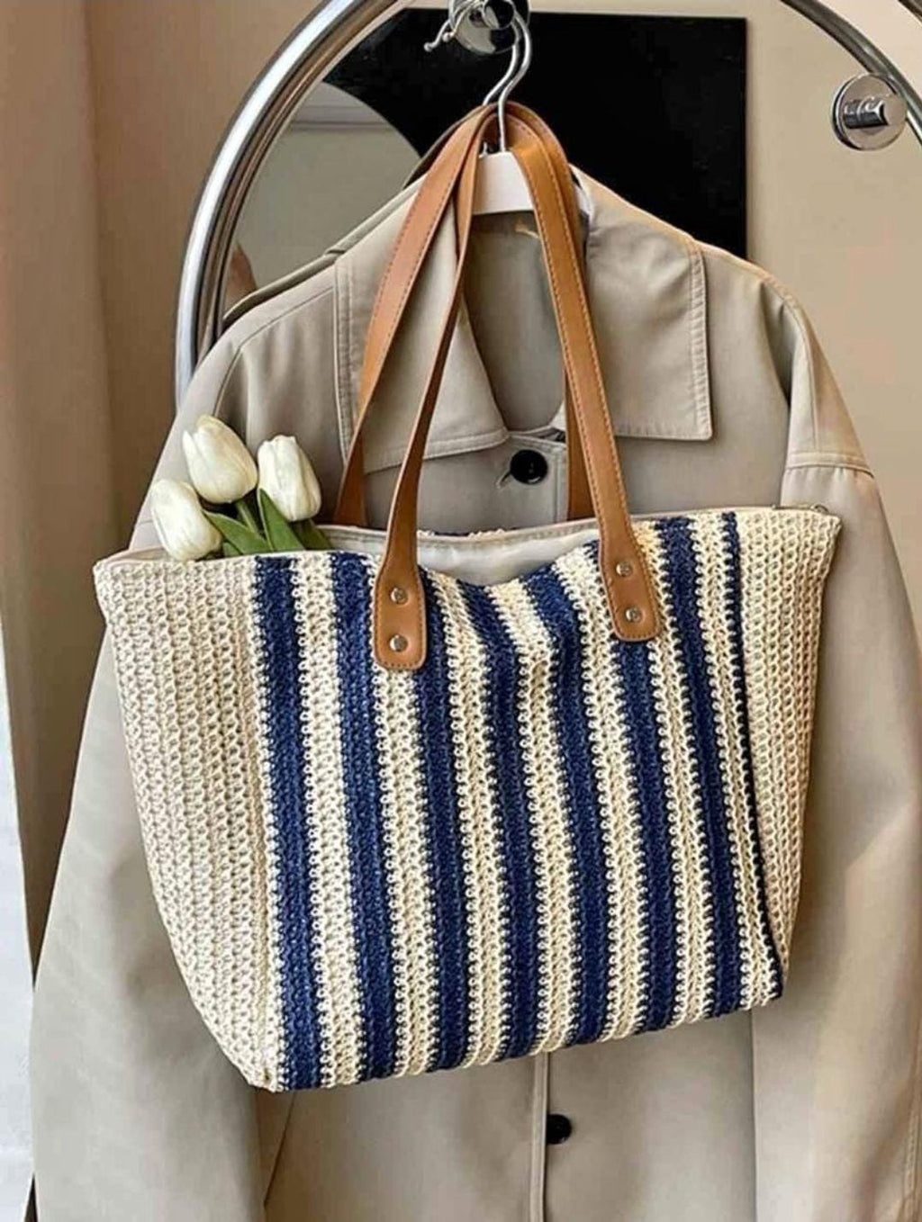 Classic Striped Knit Tote