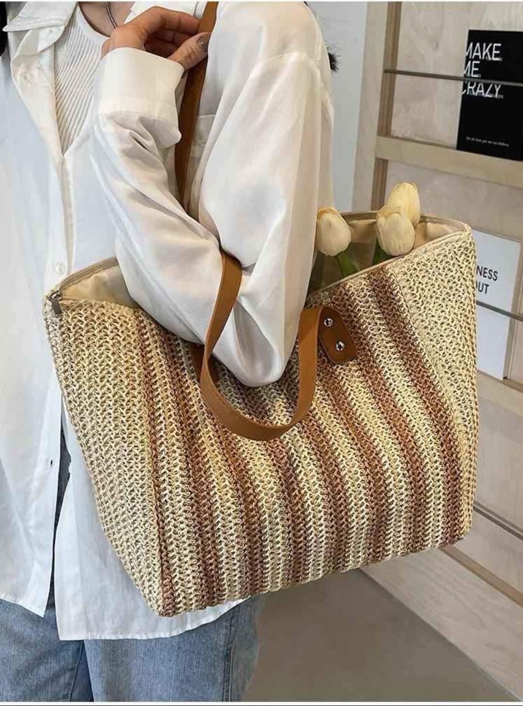 Classic Striped Knit Tote