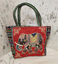 Elephant Motif Woven Tote Bag