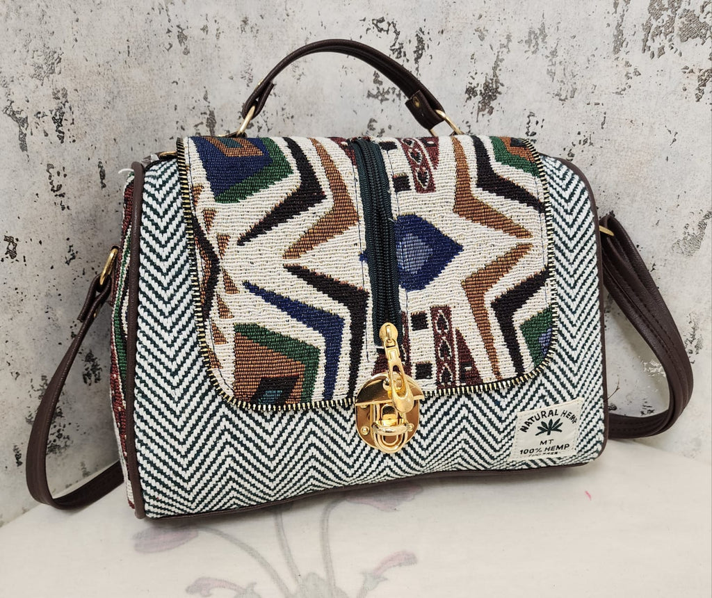 Artisan Woven Flap Crossbody Bag