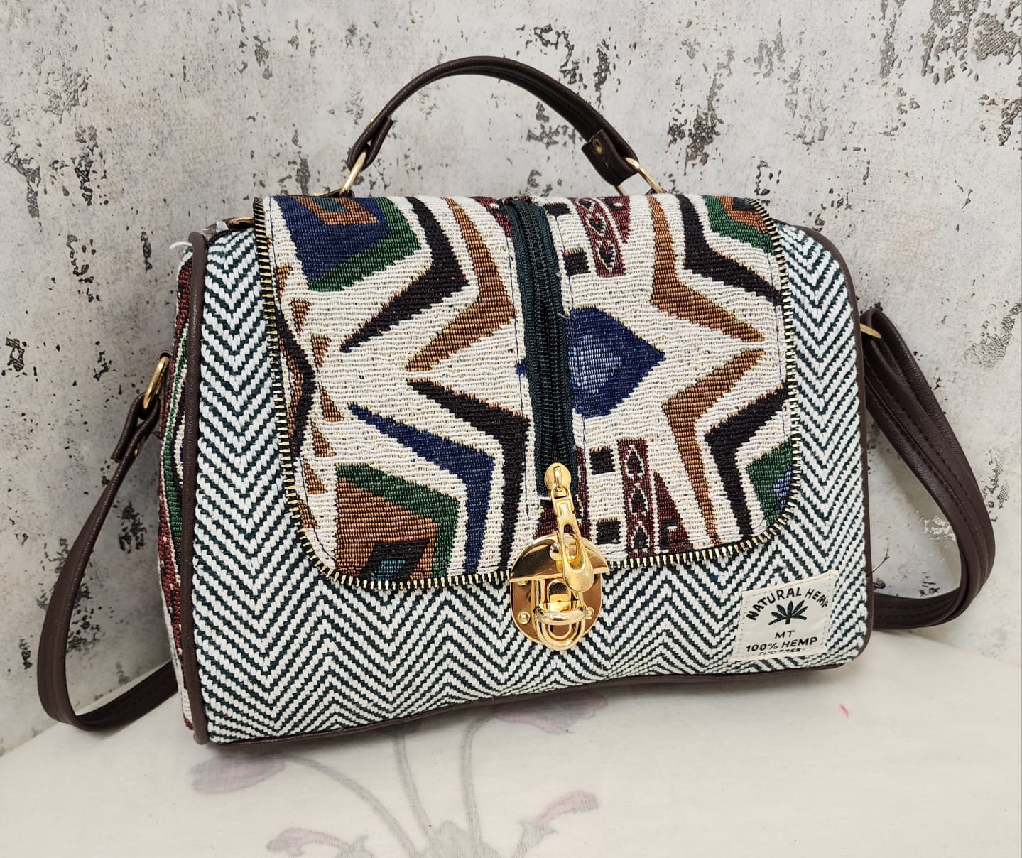 Artisan Woven Flap Crossbody Bag