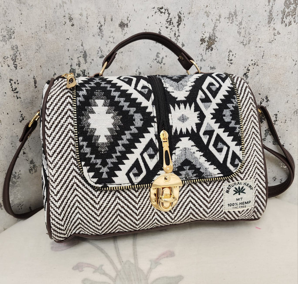 Artisan Woven Flap Crossbody Bag