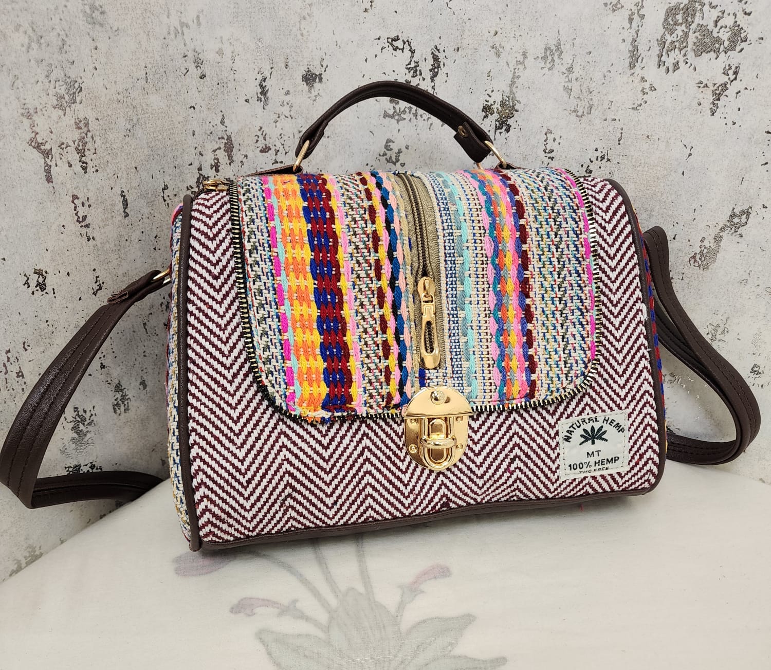 Artisan Woven Flap Crossbody Bag