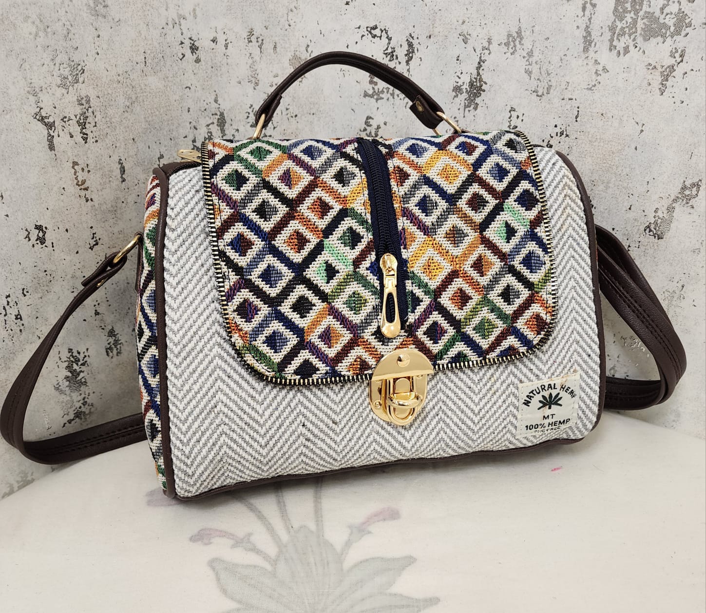 Artisan Woven Flap Crossbody Bag