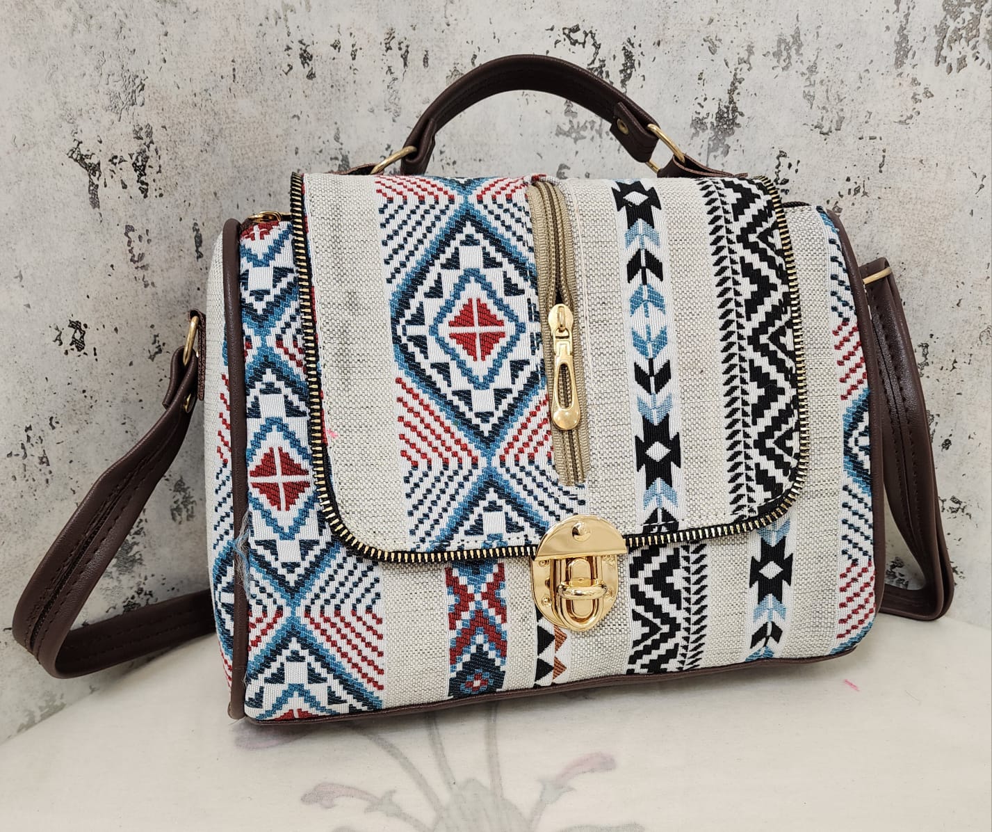 Artisan Woven Flap Crossbody Bag