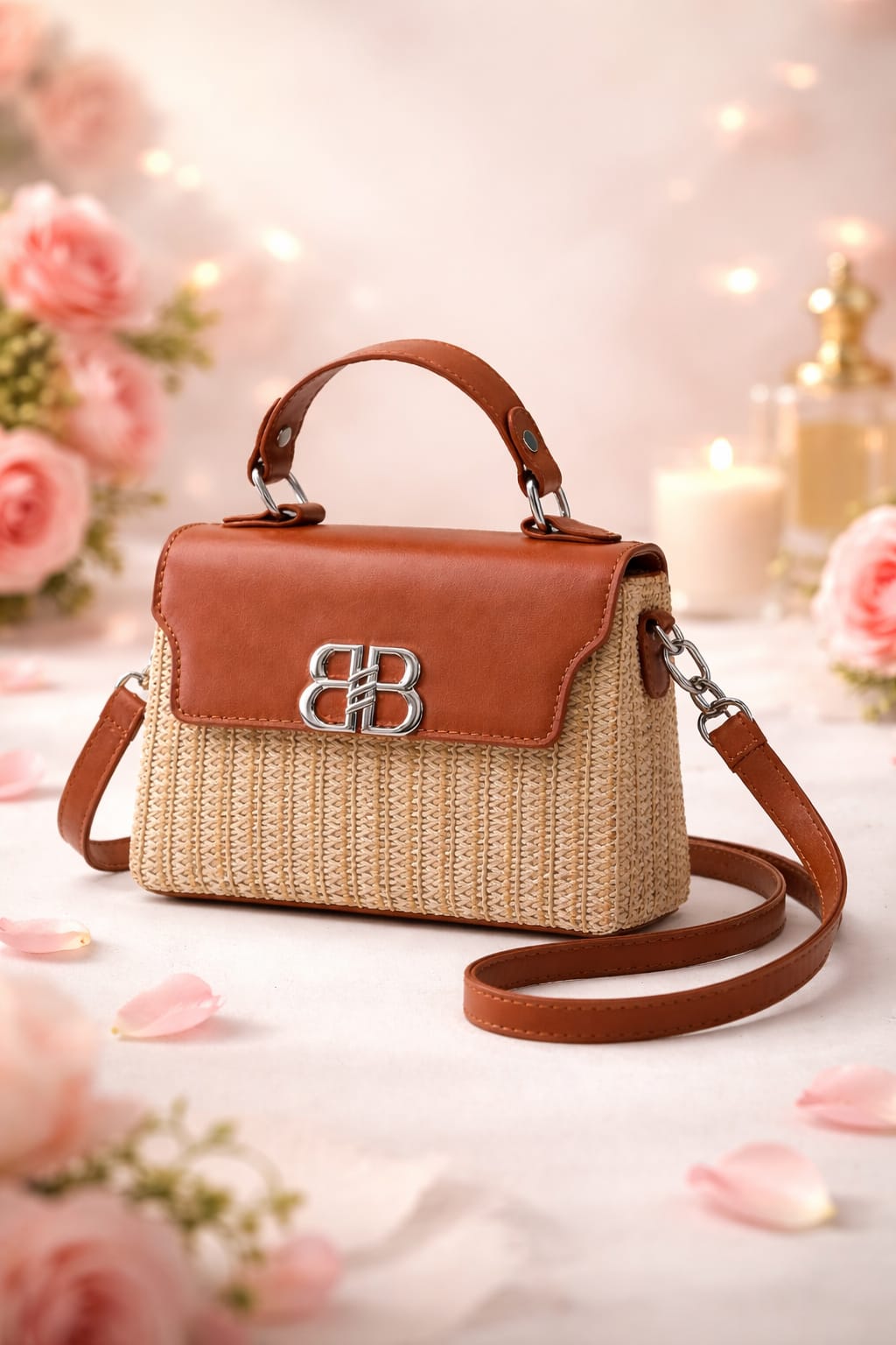 Structured Woven Top Handle Bag