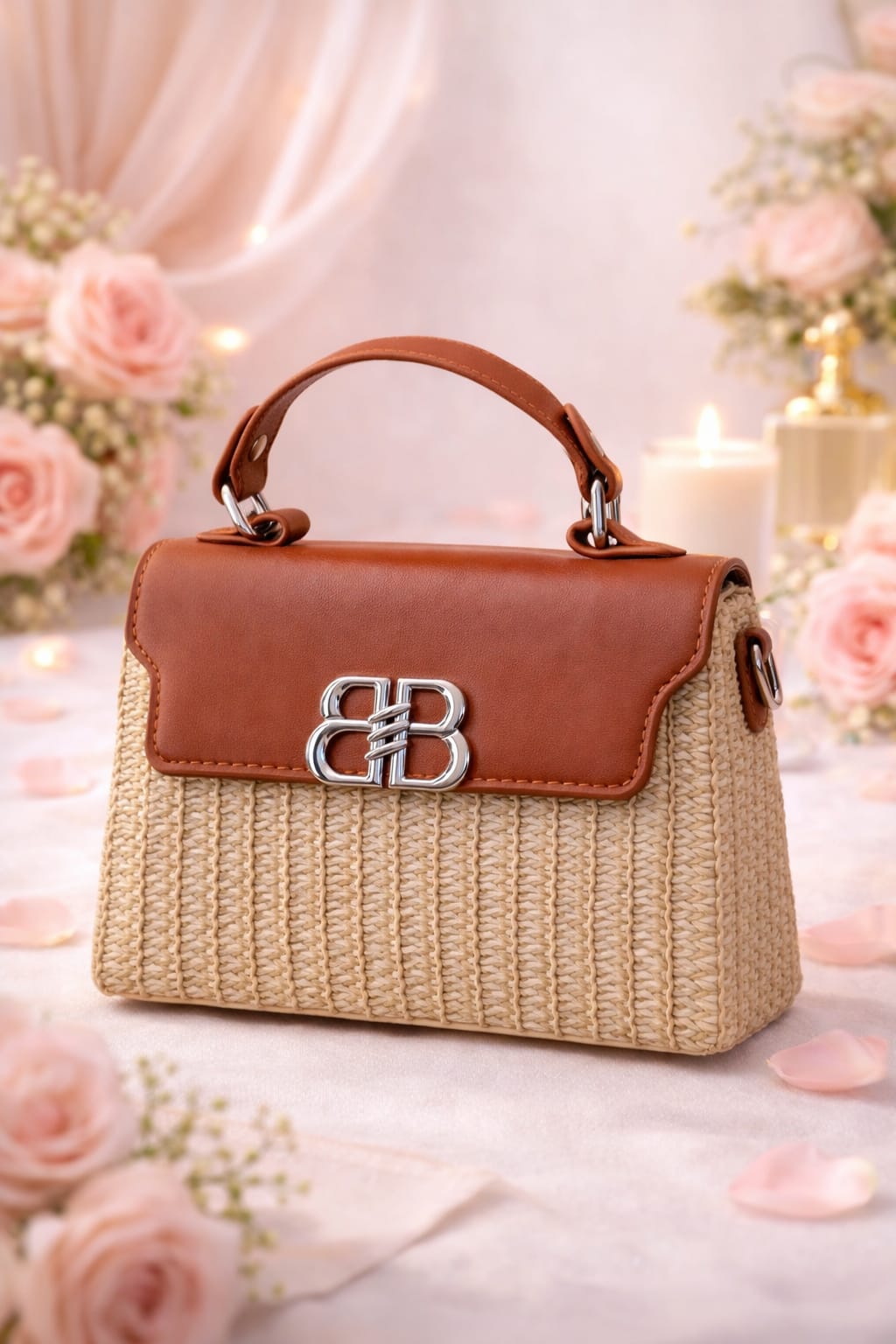 Structured Woven Top Handle Bag