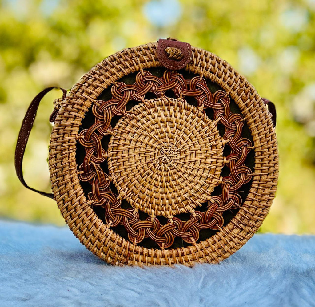 Handwoven Round Rattan Bag