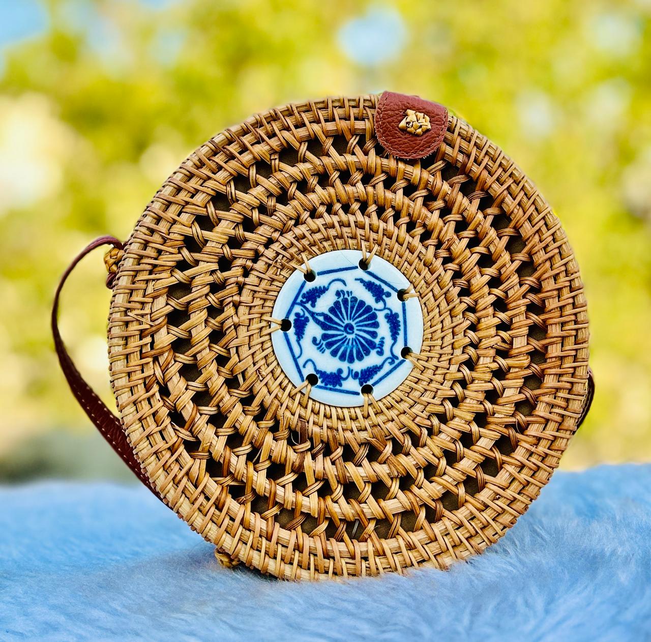 Handwoven Round Rattan Bag