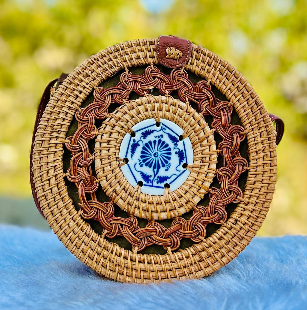 Handwoven Round Rattan Bag