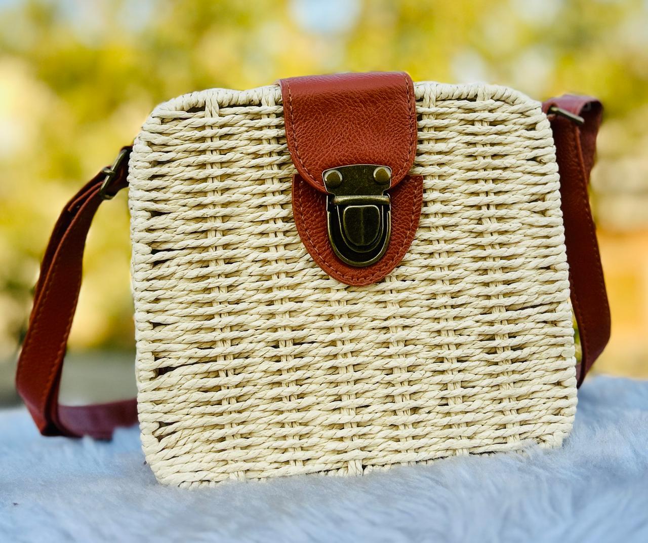 Structured Woven Flap Crossbody